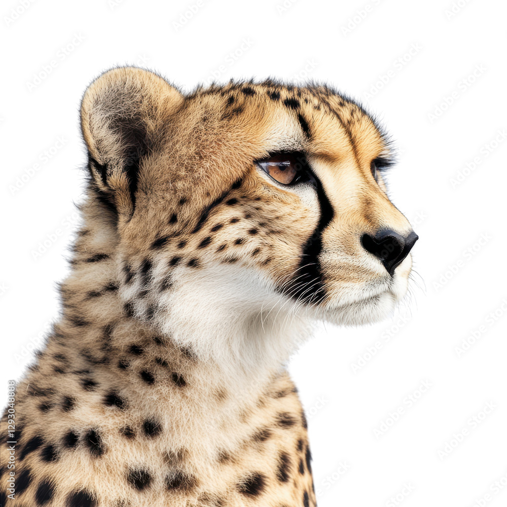 Detailed closeup of cheetah in soft light on Transparent background Detailed closeup of cheetah in soft light on Transparent background