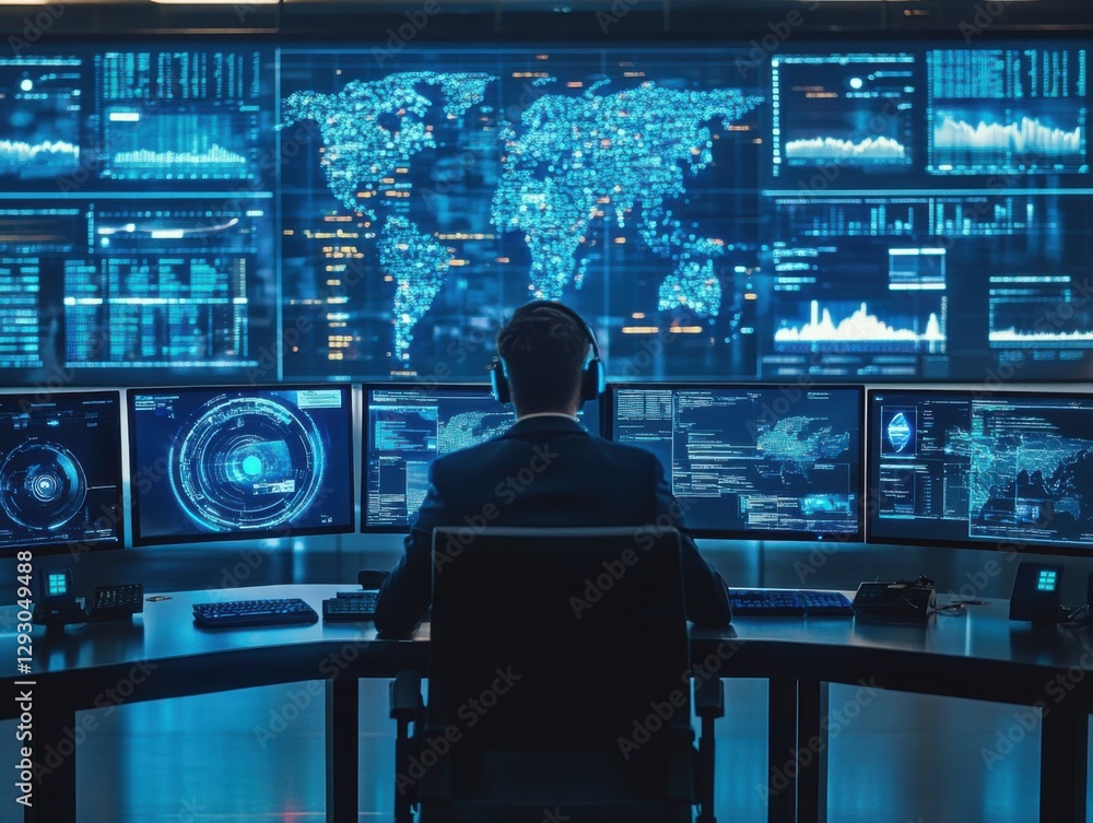 AI-Driven Cybersecurity Command Center Monitoring Global Threats in Real-Time AI-Driven Cybersecurity Command Center Monitoring Global Threats in Real-Time