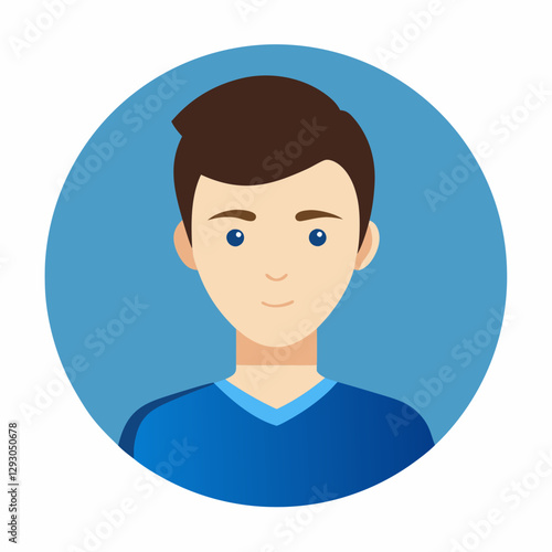 User Profile icon - young person smiling in a circular background