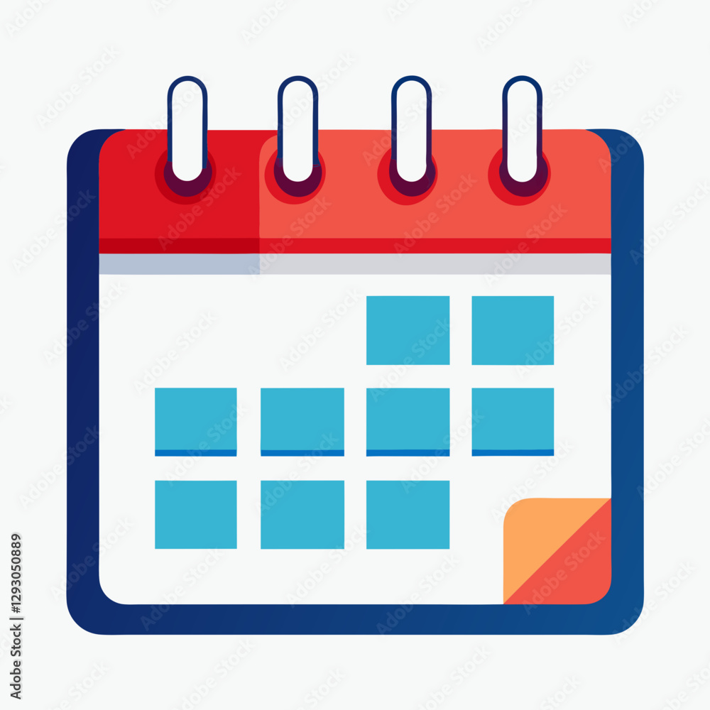 Calendar icon in vibrant design with blue squares
