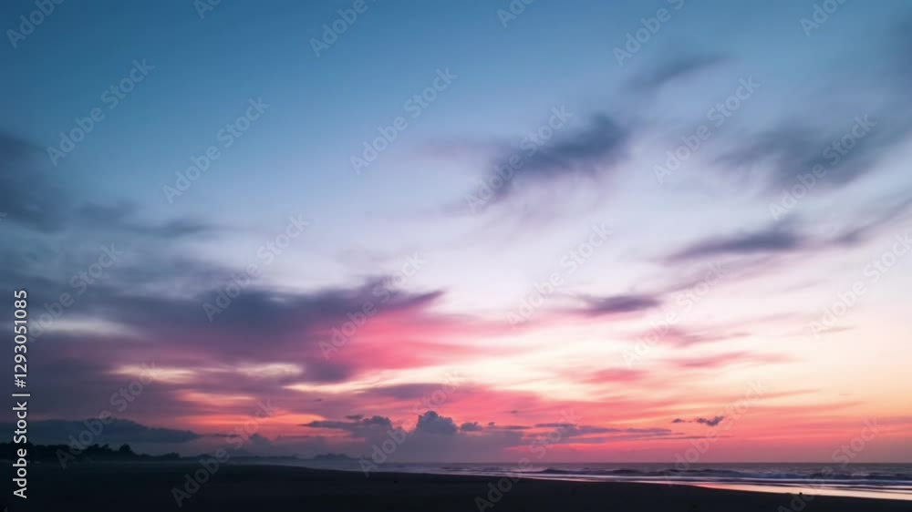 amazing colorful cloud in beautiful sunset above the sea. beautiful sunrise landscape amazing light of nature sky over horizon. colorful sky sunset or sunrise background.