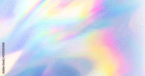 Blurred refraction light texture overlay effect. Holographic rainbow background.