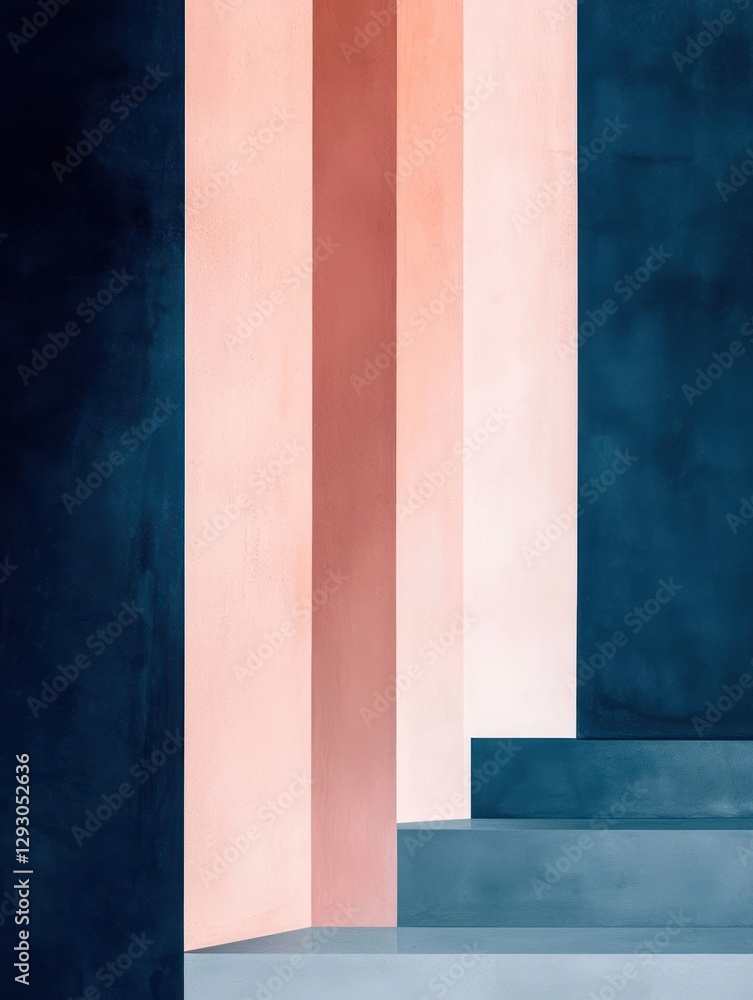 Naklejka premium Abstract Architectural Composition with Soft Pastel Colors and Lines