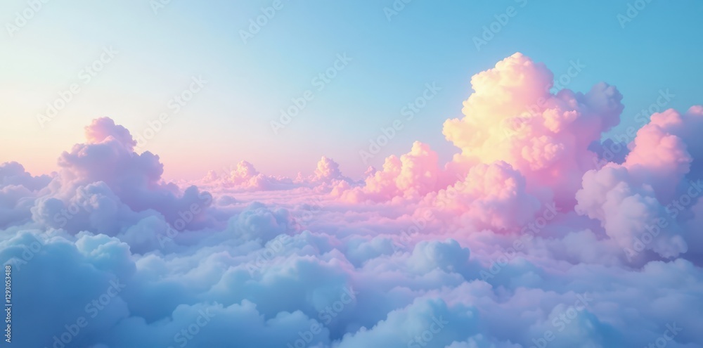 Soft light blue and rose-tinted cloudscape, panoramic view , photo, wide Soft light blue and rose-tinted cloudscape, panoramic view , photo, wide