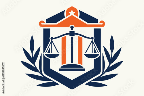 A distinct logo combines a shield, scales of justice, and bold colors for a legal advertising campaign, Generate a simple yet powerful logo for a legal advisory service