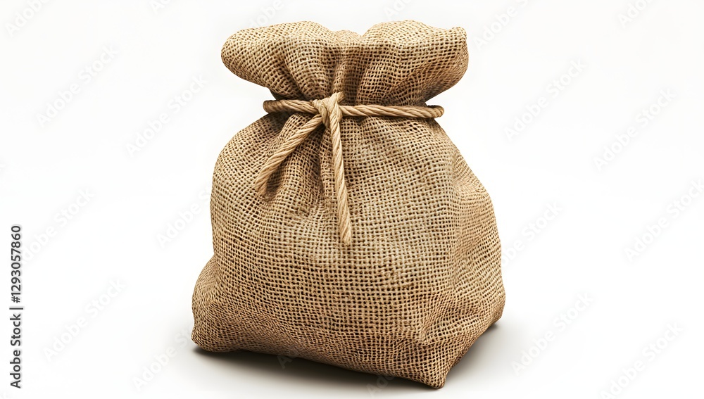 Rustic burlap sack on white background Rustic burlap sack on white background