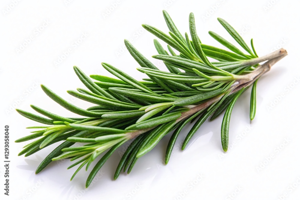 Fototapeta premium Fresh Rosemary Sprig Isolated on White Background - Vintage Style Photo