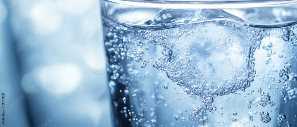 A glass of water with ice cubes in it A glass of water with ice cubes in it