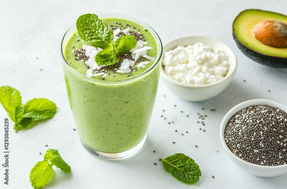 Refreshing Green Avocado Smoothie Recipe with Chia Seeds and Coconut Refreshing Green Avocado Smoothie Recipe with Chia Seeds and Coconut