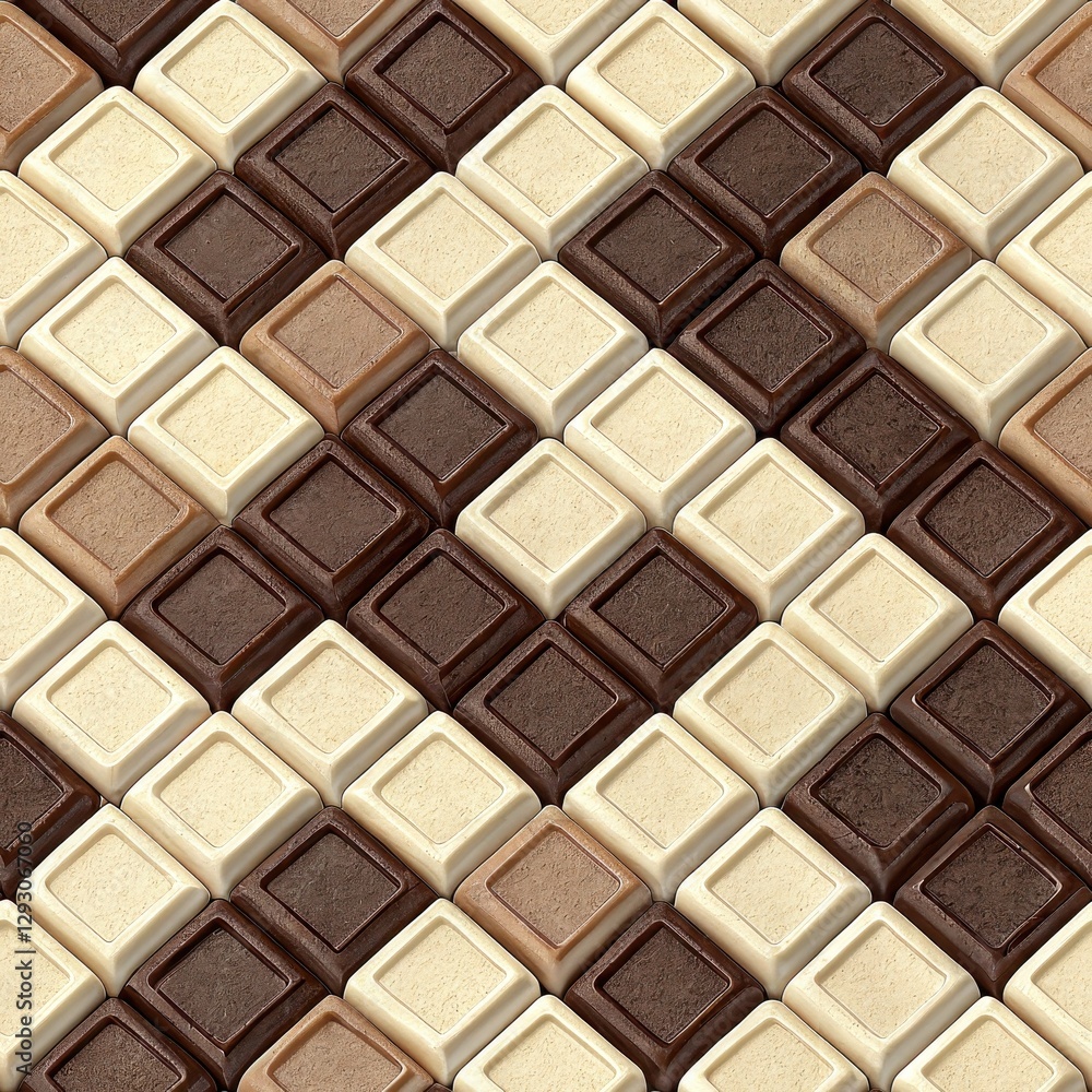 Seamless Chocolate Tile Pattern Artistic Display Abstract Design Warm Tones Top-Down View Visual Harmony Seamless Chocolate Tile Pattern Artistic Display Abstract Design Warm Tones Top-Down View Visual Harmony