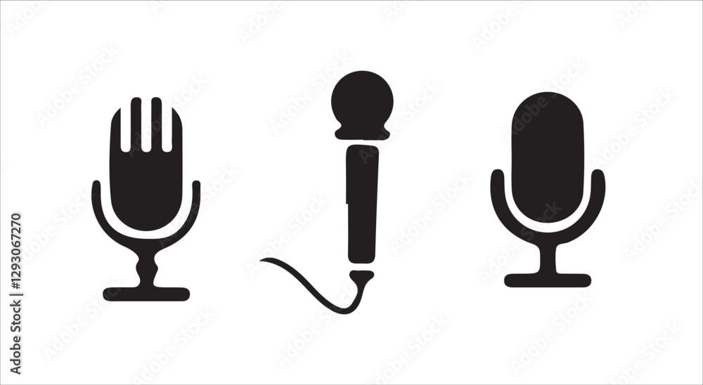 Fototapeta premium Microphone icon set. black vector icon. microphone logo icon vector. Mic, voice recorder concept. vector illustration eps 10.