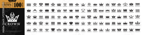 Crown icon set logo design. Crown sign collection. vector illustration