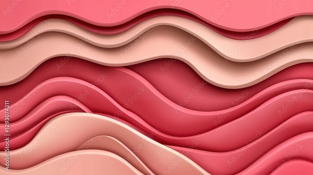 Fototapeta premium Abstract Wavy Pink And Beige Design Background