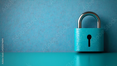 digital padlock icon on glossy sheet, symbolizing security and protection