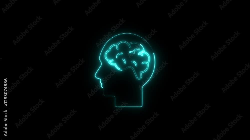 brain concept neon line .Neon brain animation. Futuristic glowing polygonal diagram of the human brain in the form of connected lines. brain concept neon line .Neon brain animation. Futuristic glowing polygonal diagram of the human brain in the form of connected lines.