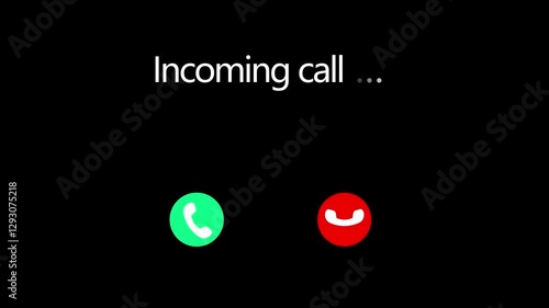 Incoming call ring icon background black Screen Animation of phone call Incoming call phone icon you receive the message animated, incoming call concept