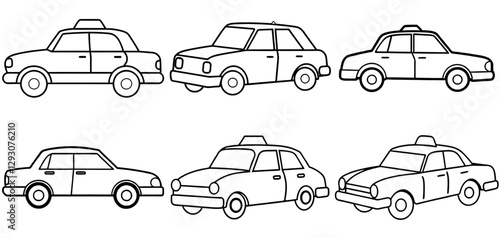 Taxi Outline Coloring Page Printable Line Art Drawing