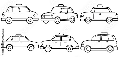 Taxi Outline Coloring Page Printable Line Art Drawing