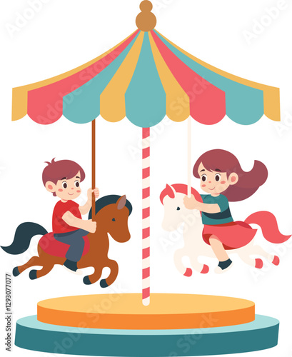 Children Playing Merry Go Around Games in Play Ground