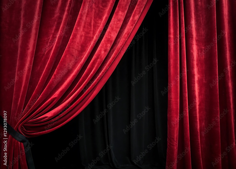 Fototapeta premium red curtain with spotlight