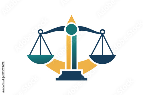 A minimalist design features justice scales symbolizing balance and fairness in a modern context, Modern interpretation of justice scales, minimalist simple modern vector logo design