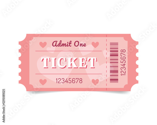 Retro Valentine's Day ticket or coupon. Vector illustration