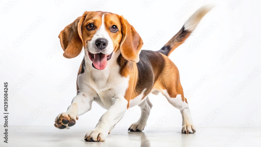 Happy Beagle Dog Posing on White Background - Joyful Pet Photography Happy Beagle Dog Posing on White Background - Joyful Pet Photography