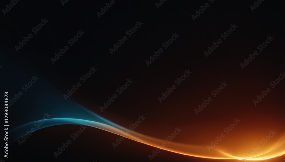 Naklejka premium Ethereal Swirl: A captivating artistic depiction of vibrant blue and orange luminous curves against a dark background, evoking energy and flow.