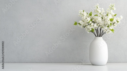Wallpaper Mural White flowers in vase against grey wall, home decor Torontodigital.ca