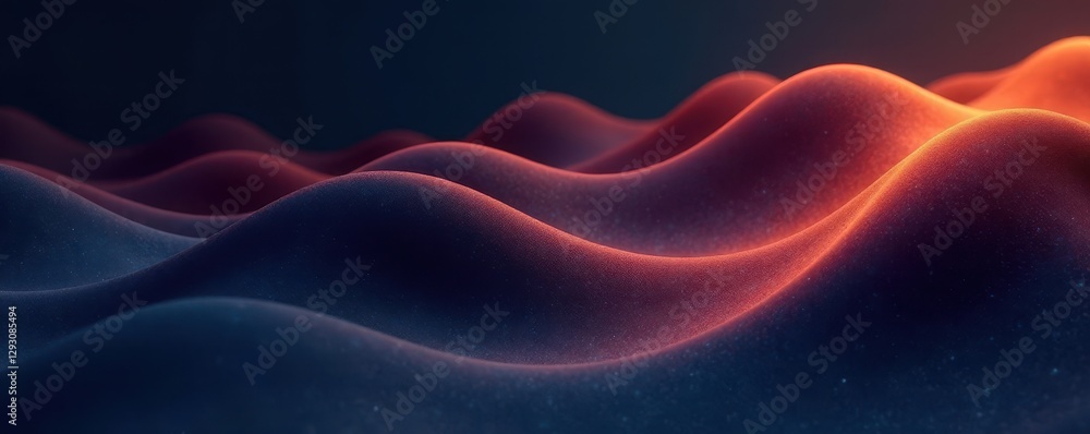 Obraz premium Dark abstract waves, smooth curves, subtle orange glow , illustration, shadow