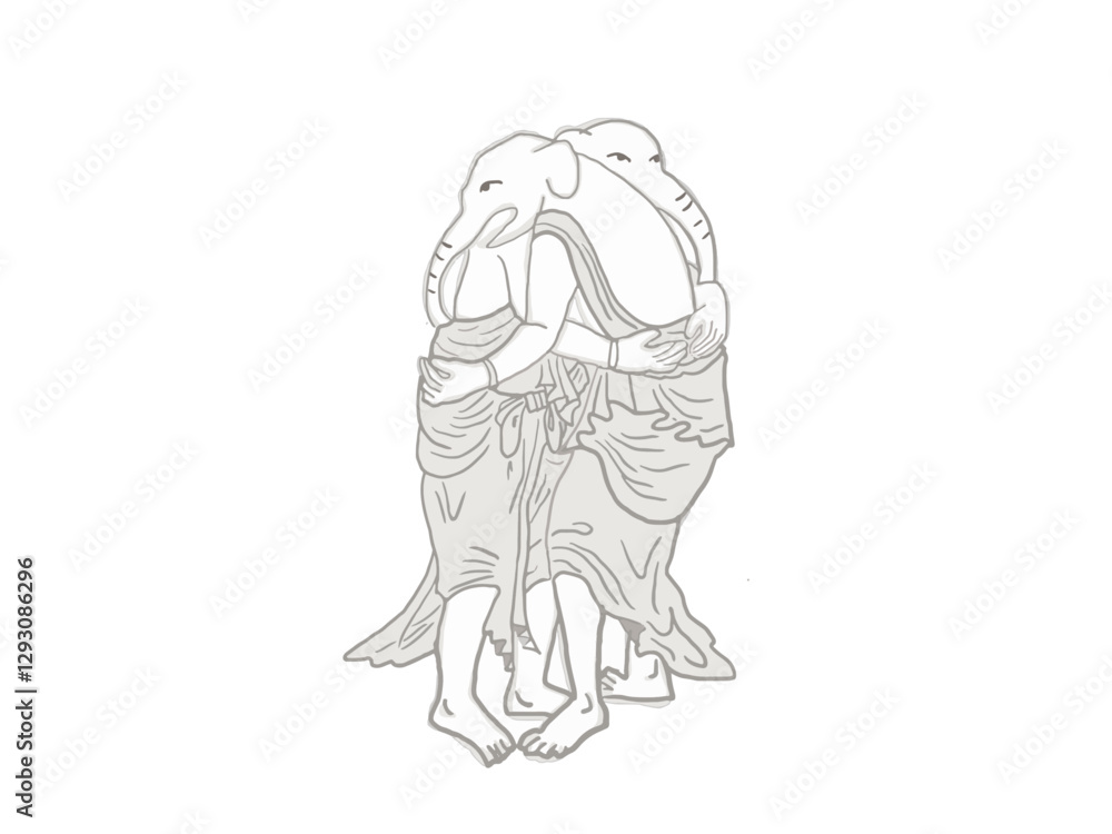 A simple black-and-white depiction of the sacred Buddha statue of the god of holy heavens, the guardian deity of Buddhism. A simple black-and-white depiction of the sacred Buddha statue of the god of holy heavens, the guardian deity of Buddhism.