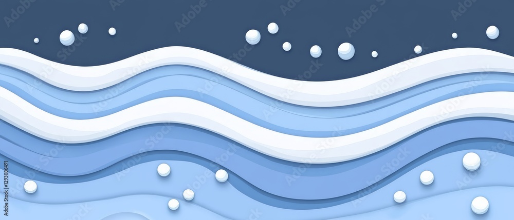 A blue and white wave with snowflakes on it A blue and white wave with snowflakes on it