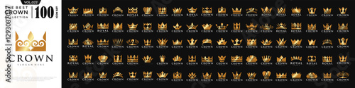 Crown icon set logo design. Crown sign collection. vector illustration