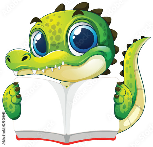 Cute Crocodile Reading a Book