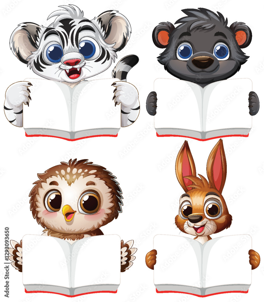 Fototapeta premium Cute Animals Reading Together
