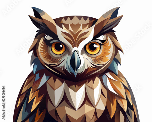 vector of photorealistic sculpture of a owl, white background