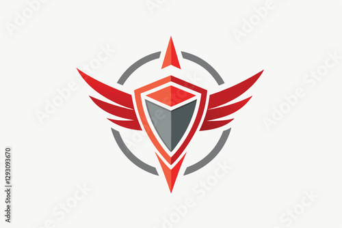 A striking emblem showcases a shield with wings, symbolizing trust and reliability in a modern design, Symbolic representation of trust and reliability, minimalist simple modern vector logo design