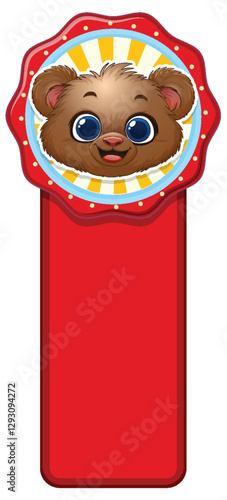 Cute Bear Badge with Red Ribbon