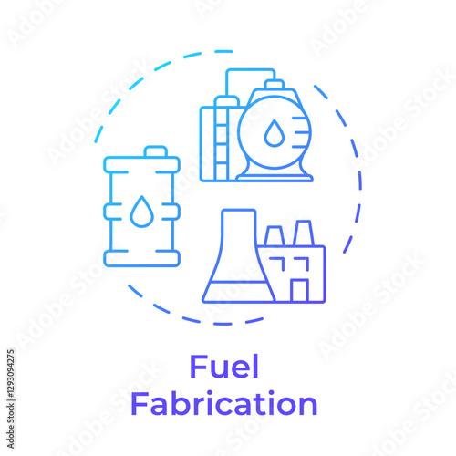 Fuel fabrication blue gradient concept icon. Transform into uranium dioxide powder. Nuclear supplies cycle. Round shape line illustration. Abstract idea. Graphic design. Easy to use in article
