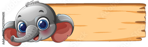 Cute Elephant with Wooden Sign