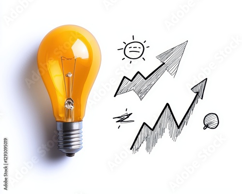 A bright yellow light bulb symbolizes innovation and creative business ideas.
