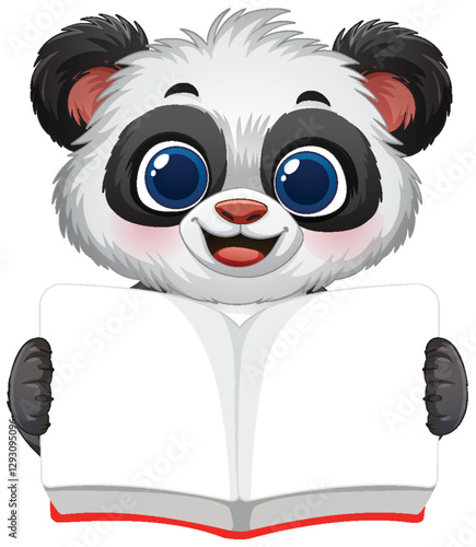 Cute Panda Reading a Book
