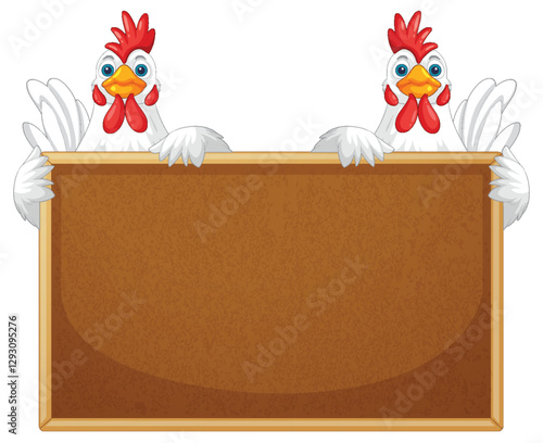 Chickens Holding a Blank Sign