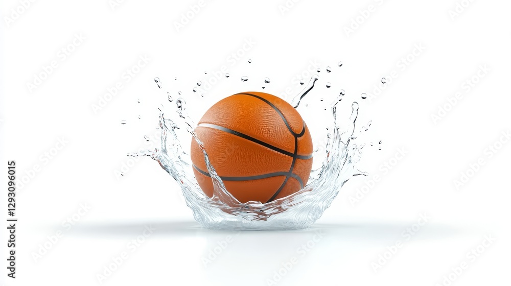 Basketball Splash Emerging from Water with Dynamic Motion Effect Basketball Splash Emerging from Water with Dynamic Motion Effect