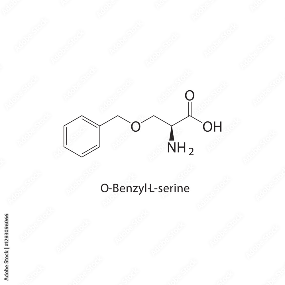 Fototapeta premium O-Benzyl-L-serine skeletal structure.Amino Acid Derivative compound schematic illustration. Simple diagram, chemical formula.