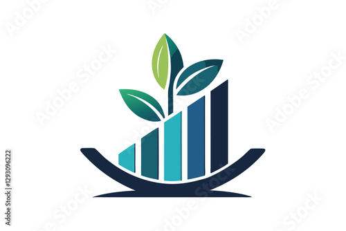 Minimalistic green growth graph with clean lines and simple elements representing sustainability, Generate a minimalistic logo using only geometric shapes to represent an elephant