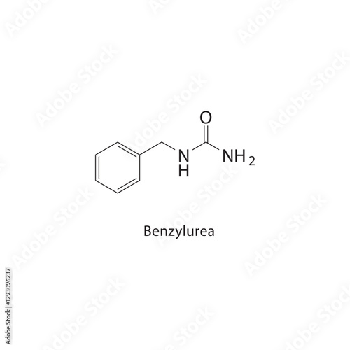 Benzylurea skeletal structure.Urea Derivative compound schematic illustration. Simple diagram, chemical formula.
