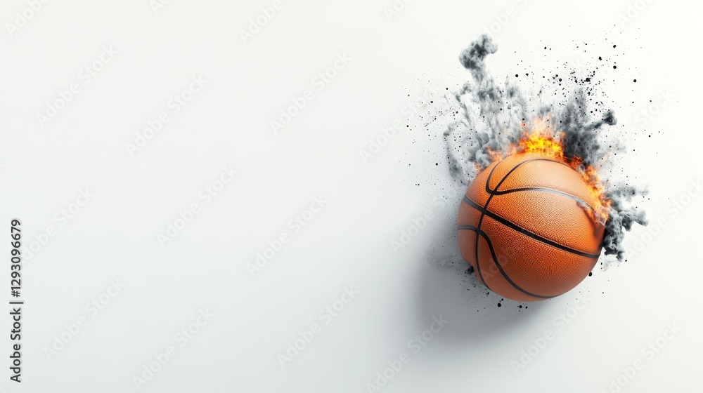 Basketball Burst Through Wall with Flames and Smoke Effects Basketball Burst Through Wall with Flames and Smoke Effects