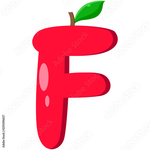 Playful Strawberry letter F Illustration