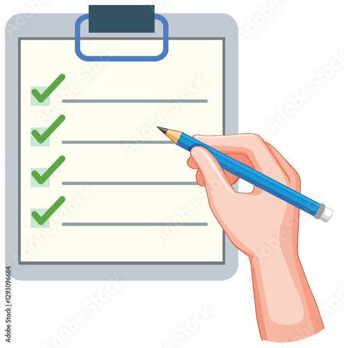 Checklist Completion with Pencil Illustration